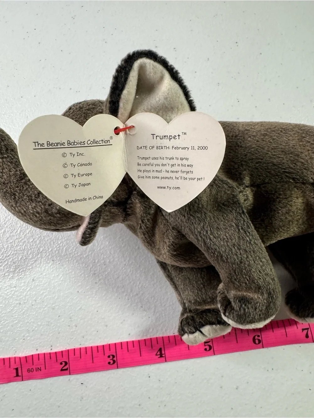 Ty Plush Elephant Stuffed Animal - Gray